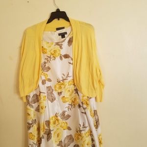 White and Yellow and Brown  flower Sundress